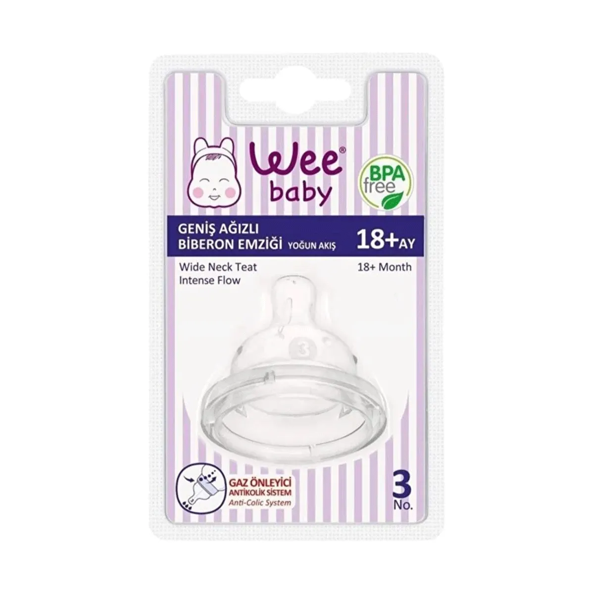 Wee Baby Geniş Ağızlı Gaz Önleyici Biberon Emziği  +18